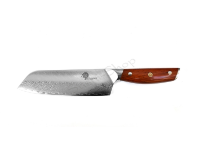 Dellinger Rose Wood Damascus nóż Santoku 175