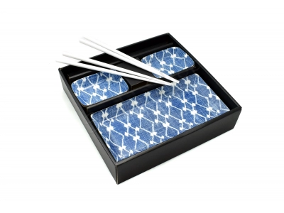 Komplet do sushi - Shibori Blue BOX