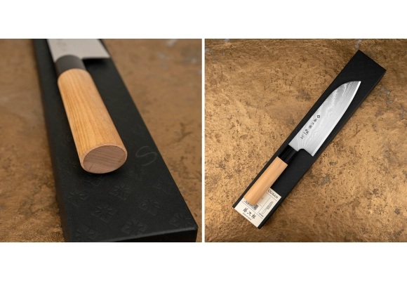 Nóż Tojiro Ouran VG-10 Damascus Santoku 165 mm