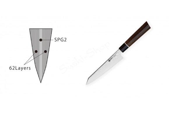 Nóż Kanetsugu Zuiun SPG2 Kiritsuke/Petty 150 mm