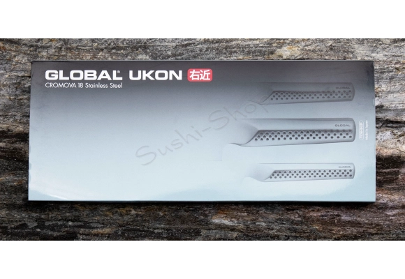 Zestaw noży Global Ukon Nóż Szef kuchni 20 cm + Nóż uniwersalny 15 cm + Nóż do obierania 9 cm