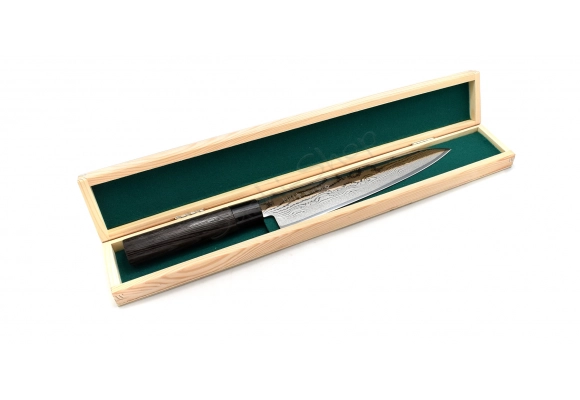 Pudełko drewniane na długie noże - zielone wypełnienie