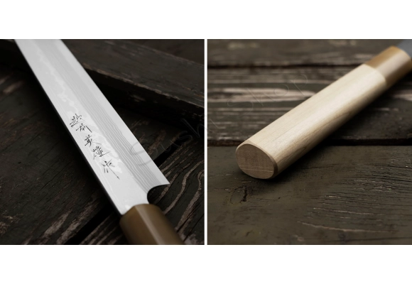 Nóż Hideo Kitaoka Aogami#2 Satin Damascus Yanagiba 27cm