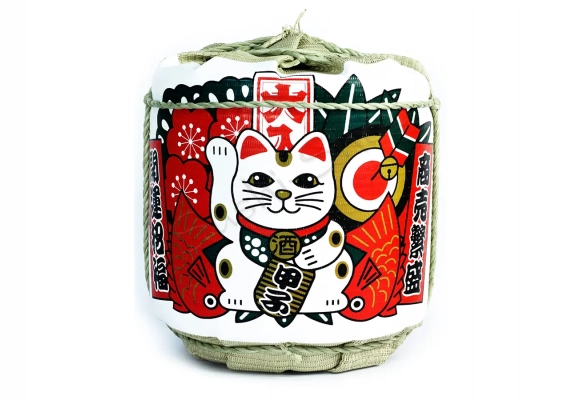 Baryłka Taru sake ozdobna Neko 27x27 cm