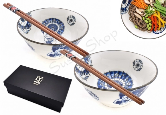 Komplet misek - Fuku Neko Blue 15x7cm 450ml BOX dwie miski
