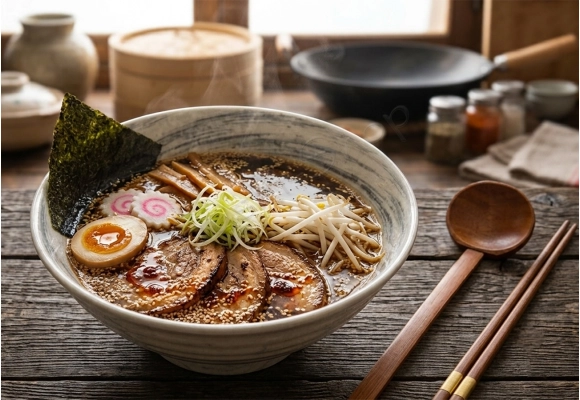 Komplet misek Ramen - Uzu Gin - miska z ramenem na stole