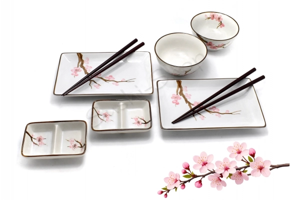 Komplet do sushi - Momo no sakura II z miskami 11,5 cm BOX