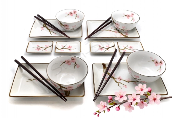 Komplet do sushi - Momoiro no sakura z miskami 200 ml 4o NB