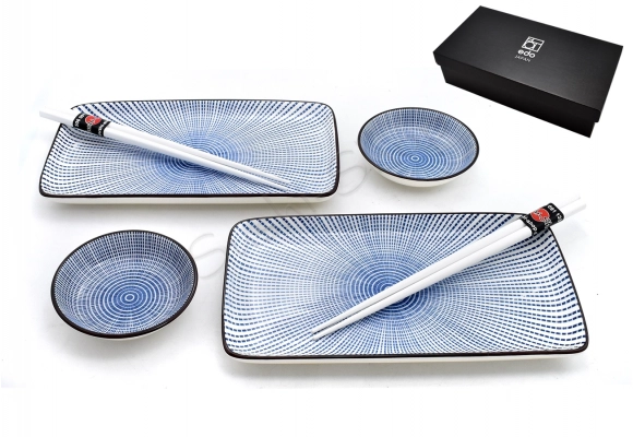 Komplet do sushi - Tokusa Blue Brown dwuosobowy