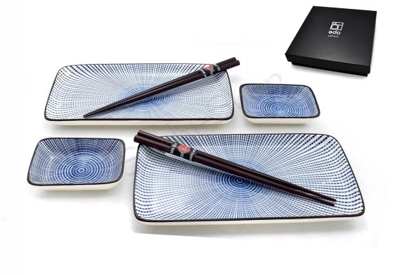 Komplet do sushi - Tokusa Blue Brown dwuosobowy