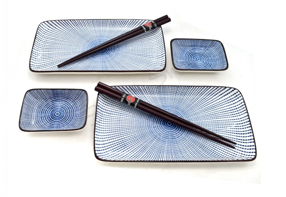 Komplet do sushi - Tokusa Blue Brown dwuosobowy