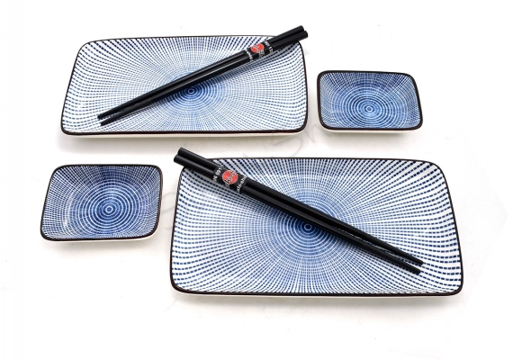 Komplet do sushi - Tokusa Blue Brown dwuosobowy