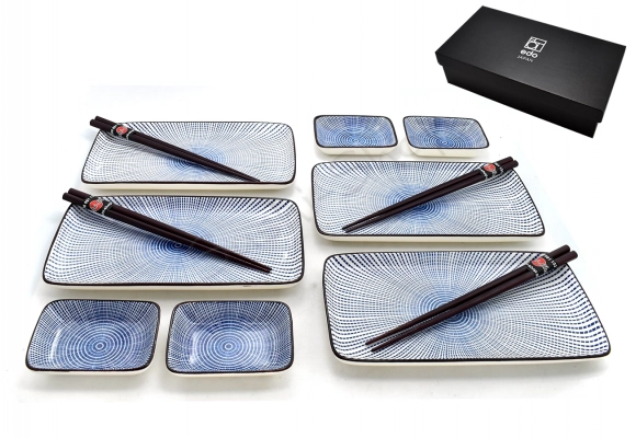 Komplet do sushi - Tokusa Blue Brown dwuosobowy