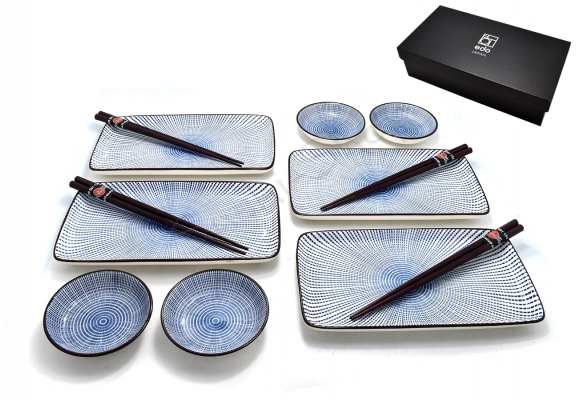 Komplet do sushi Tokusa Blue Raundo Brown BOX dla 4 osób