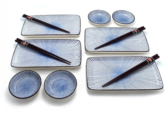 Komplet do sushi Tokusa Blue Raundo Brown BOX dla 4 osób
