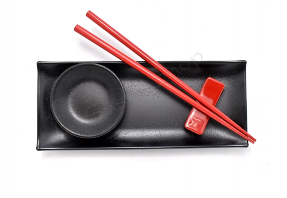 Komplet do sushi z melaminy -  Black&Red Matte I