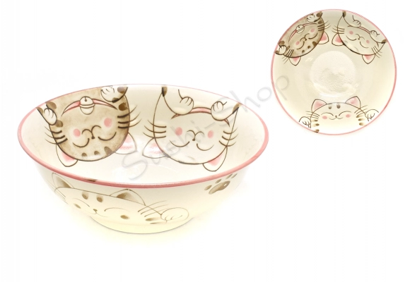 Miska na Ramen - Three cats 19.5x7 cm Red 800 ml