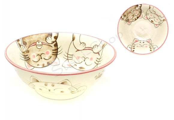 Miska na Ramen - Three cats 20.5x8 cm Red 1000ml