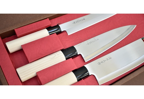 Zestaw noży Satake Nakiri Sashimi Gyuto Box 3 szt