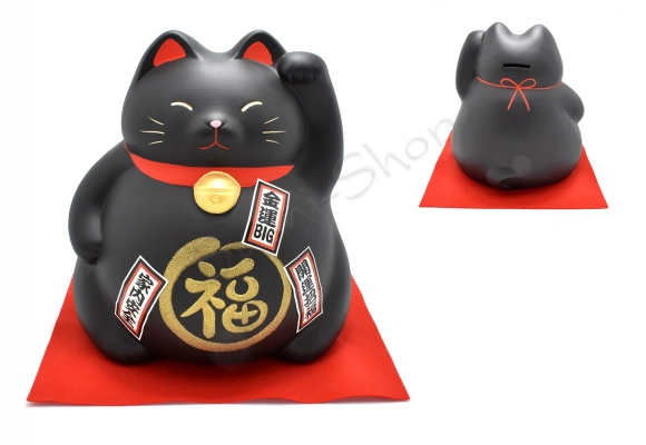 Kotek szczęścia skarbonka Kawai 19x17 czarny