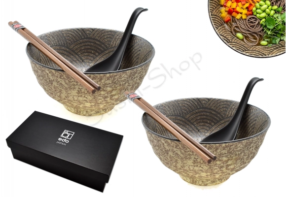 Komplet misek Udon Wave Brown 17x9 cm 800ml BOX dwie miski