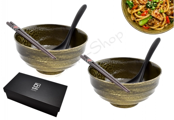 Komplet misek z łyżkami i pałeczkami Midori 17/800ml BOX