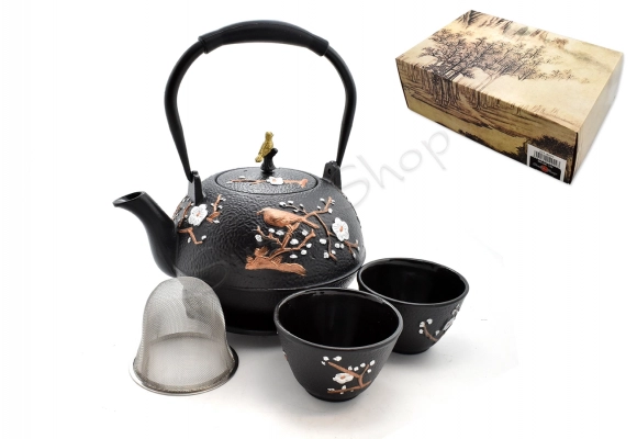 Komplet żeliwny do herbaty Kahei Black 1200 ml z czarkami