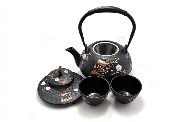 Komplet żeliwny do herbaty Kahei Black 1200 ml z czarkami