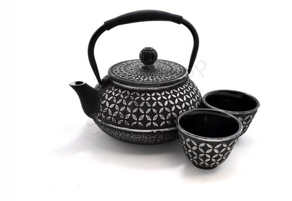 Komplet żeliwny do herbaty Kishii Black 600 ml z czarkami
