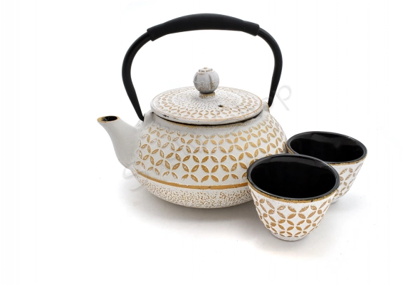 Komplet żeliwny do herbaty Kishii Gold 600 ml z czarkami