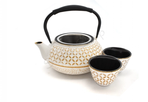 Komplet żeliwny do herbaty Kishii Gold 600 ml z czarkami