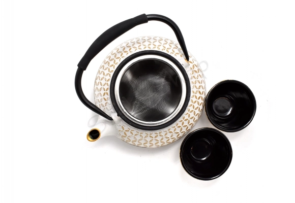 Komplet żeliwny do herbaty Kishii Gold 600 ml z czarkami