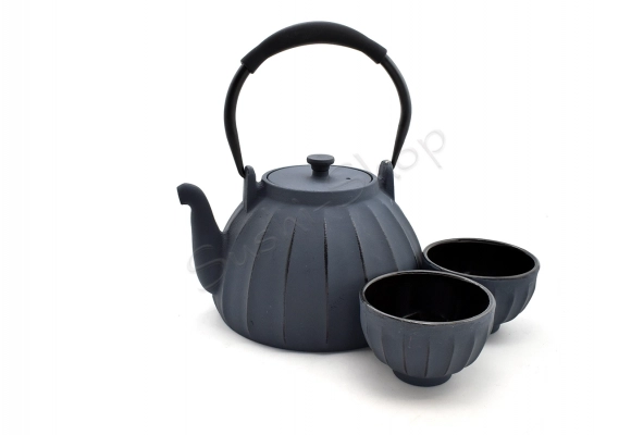 Komplet żeliwny do herbaty Kaga Blue 1000 ml z czarkami