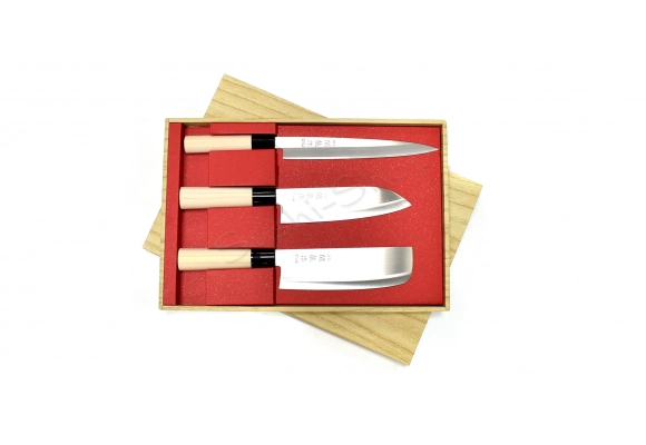 Komplet noży Sekiryu Yanagi Santoku Nakiri Box