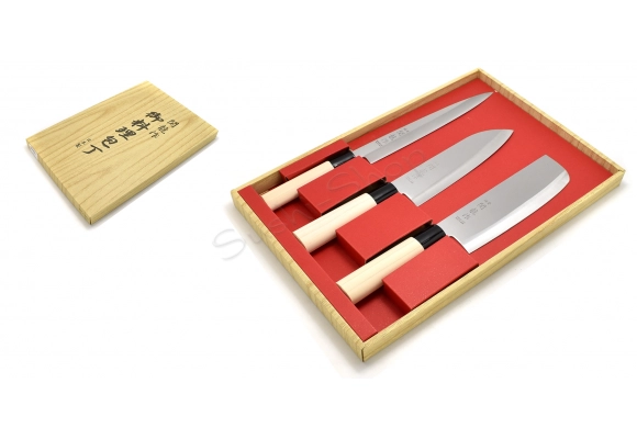 Komplet noży Sekiryu Yanagi Santoku Nakiri Box